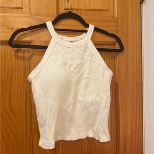 White Ribbed Halter Top